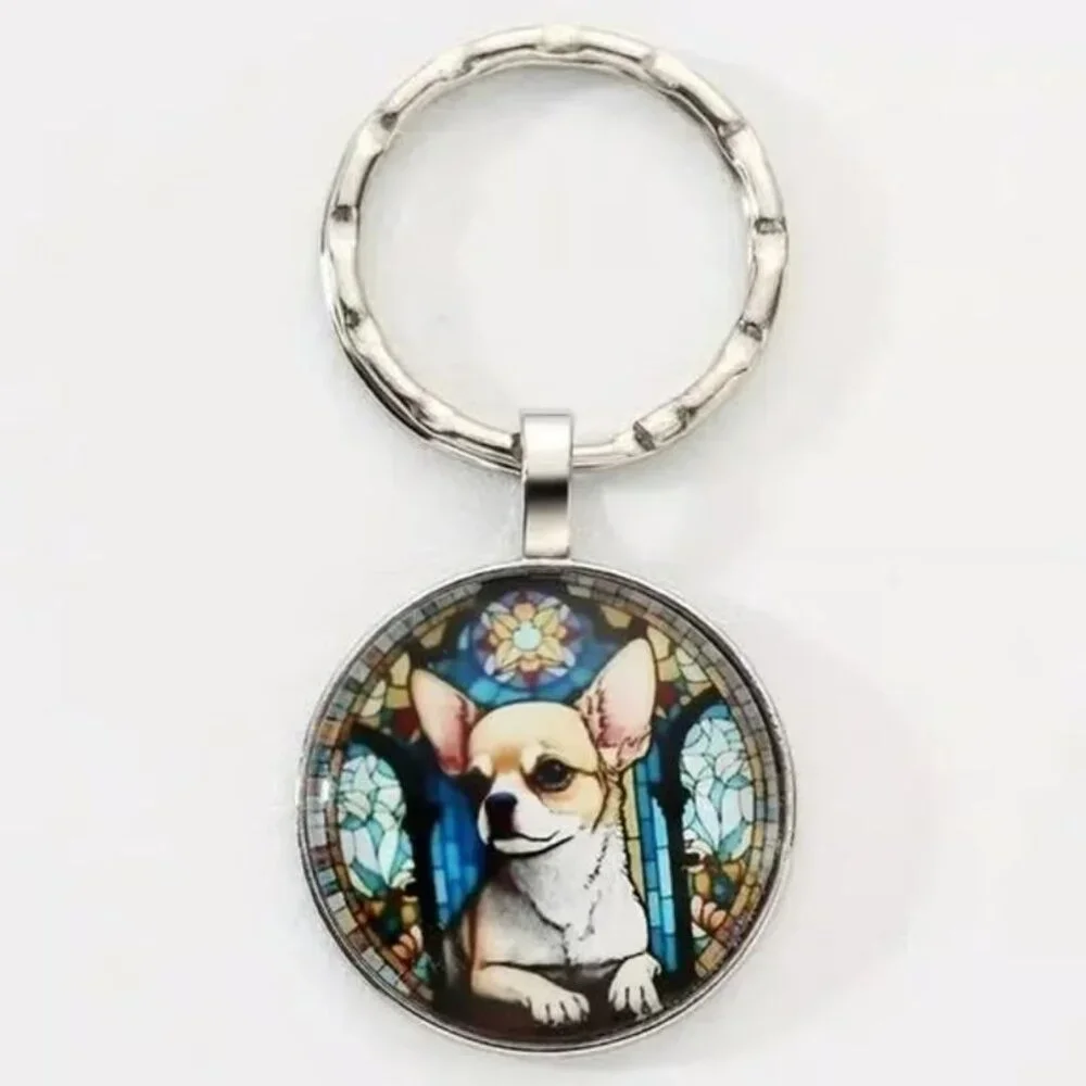 Stainless Steel CHIHUAHUA Dog Keyring Keychain Accessory